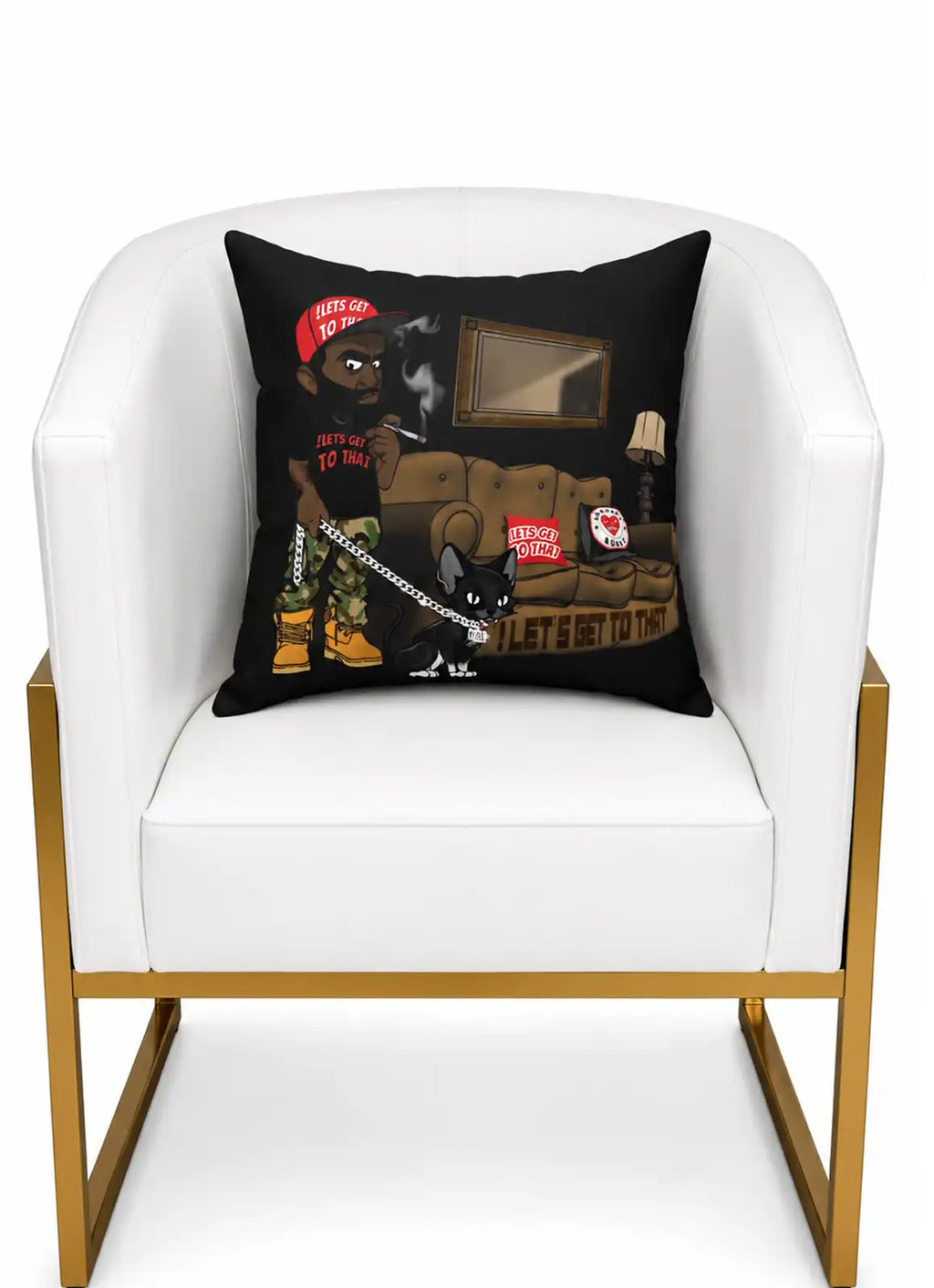 “Let’s Get To That” – Graphic Cushion Black