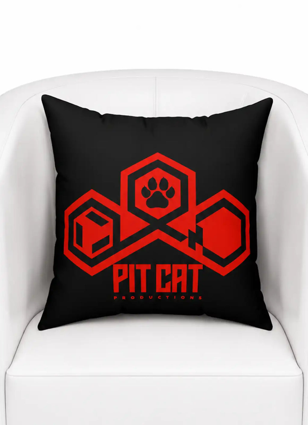 Pit Cat Graphic Cushion – Black