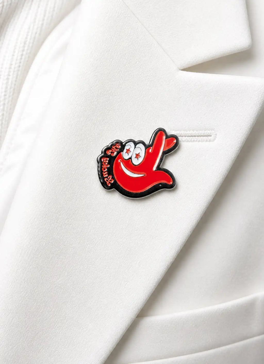 “Lucky Me” – Hand Icon Lapel Pin (Red)