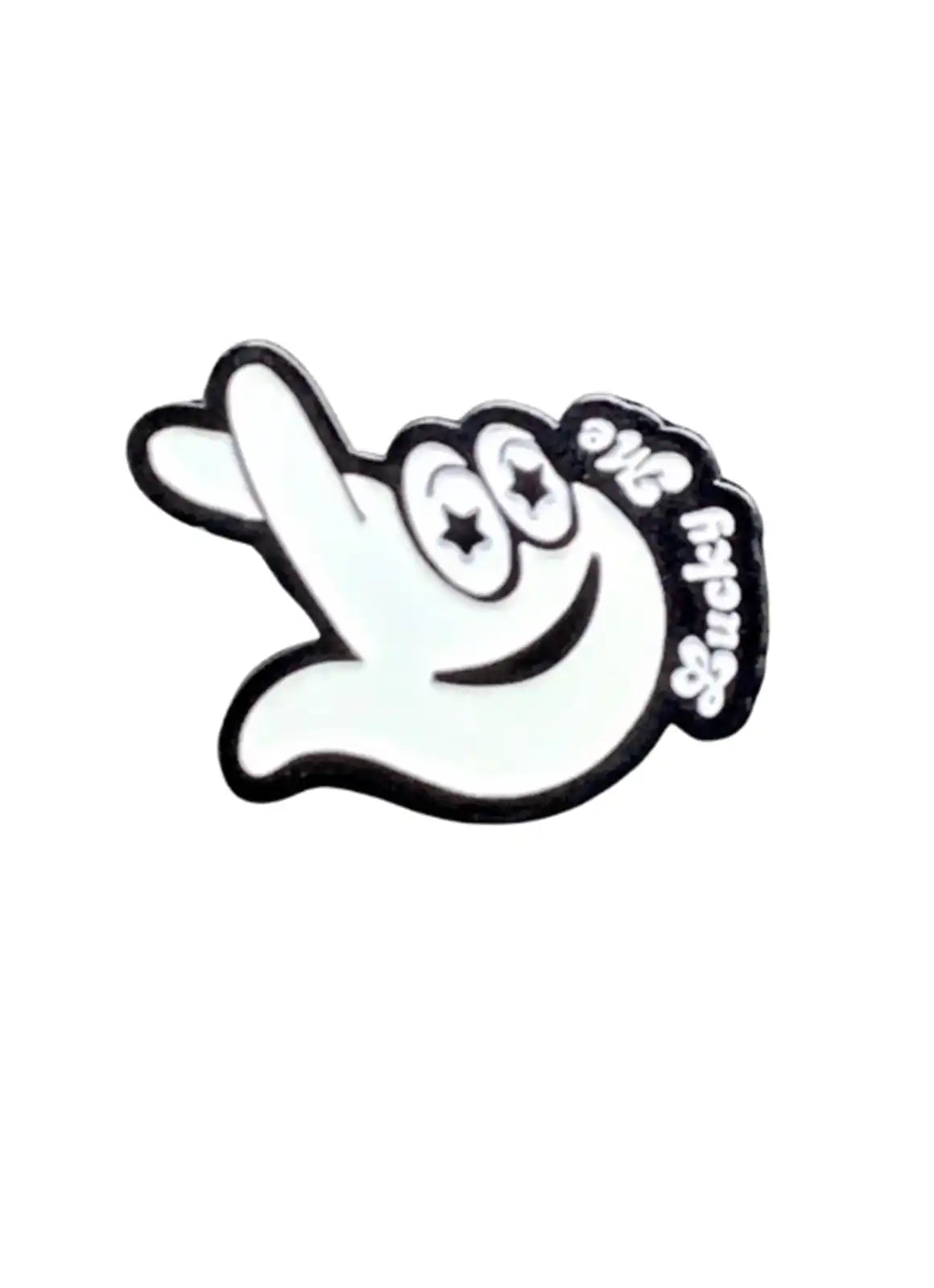 “Lucky Me” – Hand Icon Lapel Pin (White)