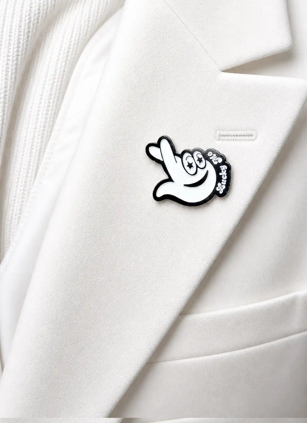 “Lucky Me” – Hand Icon Lapel Pin (White)